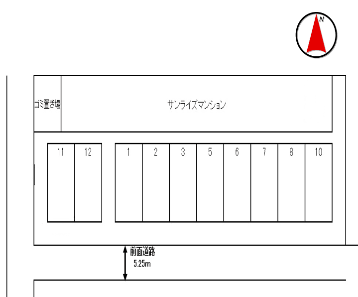 サンライズマンションモータープールの駐車配置図