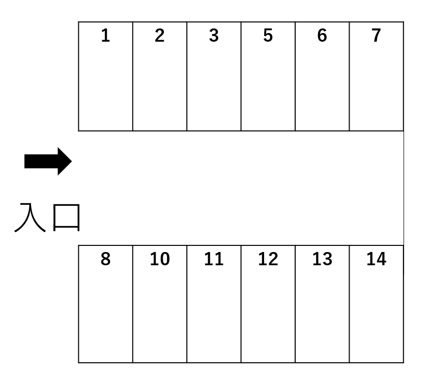 抜井第二駐車場の駐車配置図