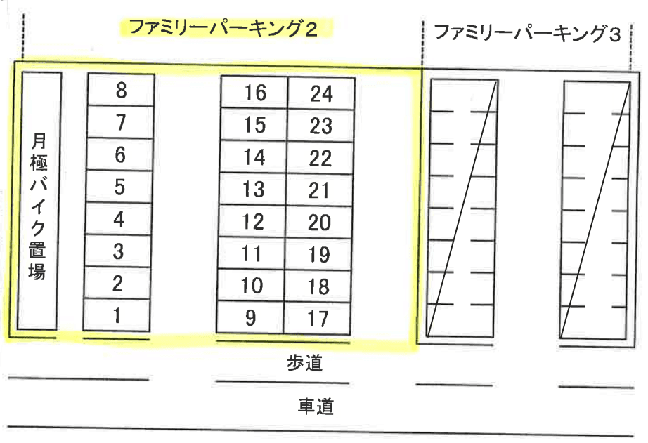 ファミリーパーキング２の駐車配置図