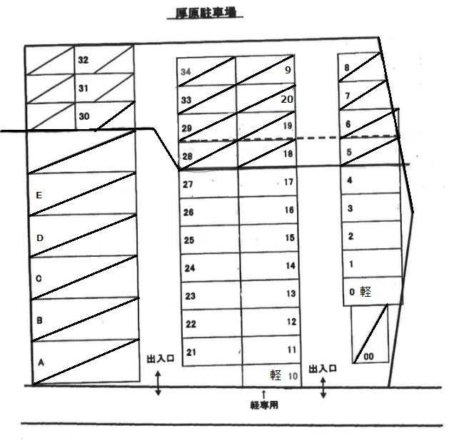 厚原月極駐車場の駐車配置図
