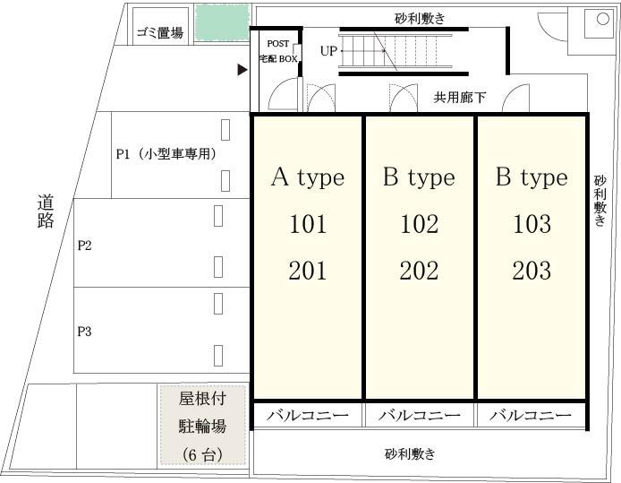 リブリ・たつみ袁駐車場の駐車配置図