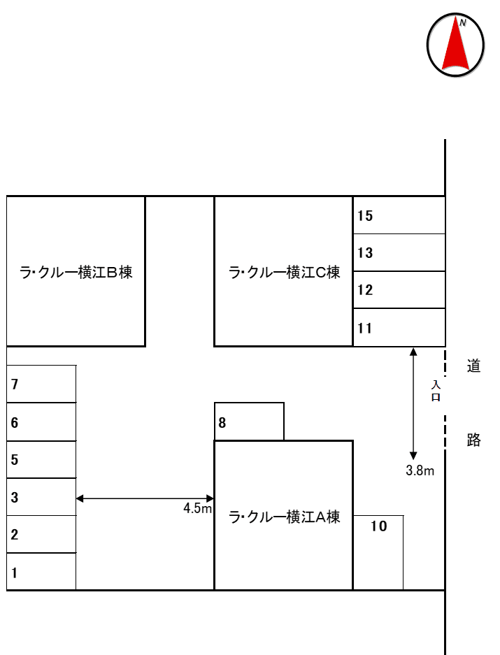 ラ・クルー横江モータープールの駐車配置図