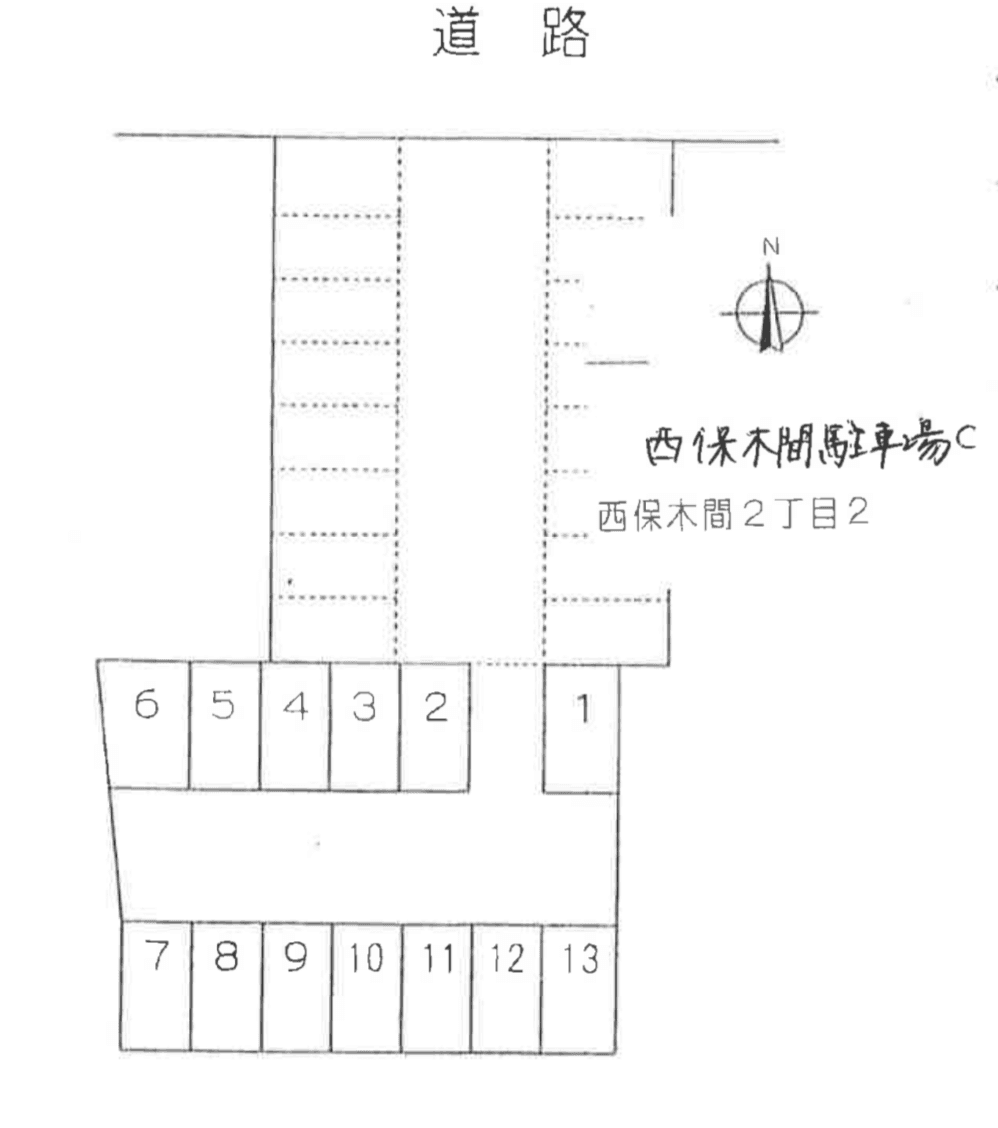 西保木間駐車場Ｃの駐車配置図