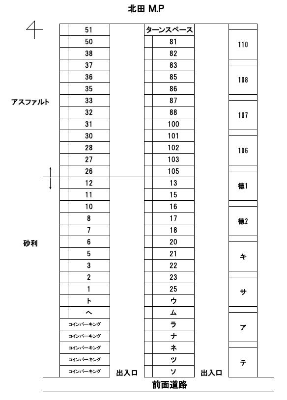北田 Ｍ.Ｐの駐車配置図
