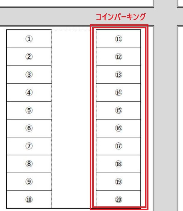 北浜パーキングの駐車配置図