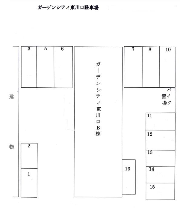 ガーデンシティ東川口駐車場の駐車配置図