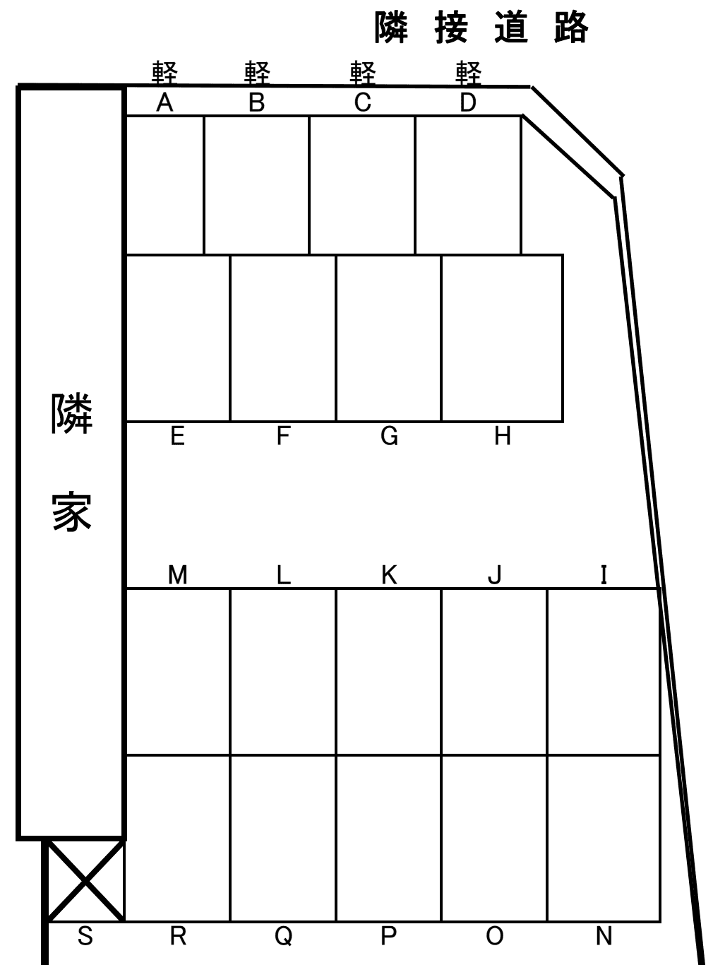 アクトピアTOYAMAの駐車配置図