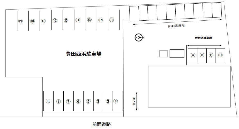 豊田西浜駐車場の駐車配置図