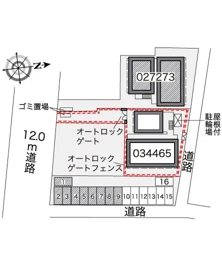 アミティエ(27273)　敷地外駐車場の駐車配置図