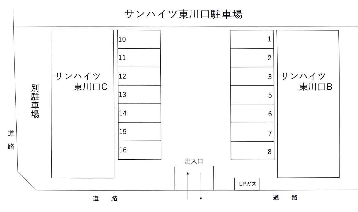 サンハイツ東川口駐車場の駐車配置図
