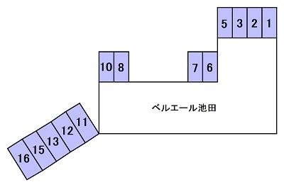 ベルエール池田の駐車配置図