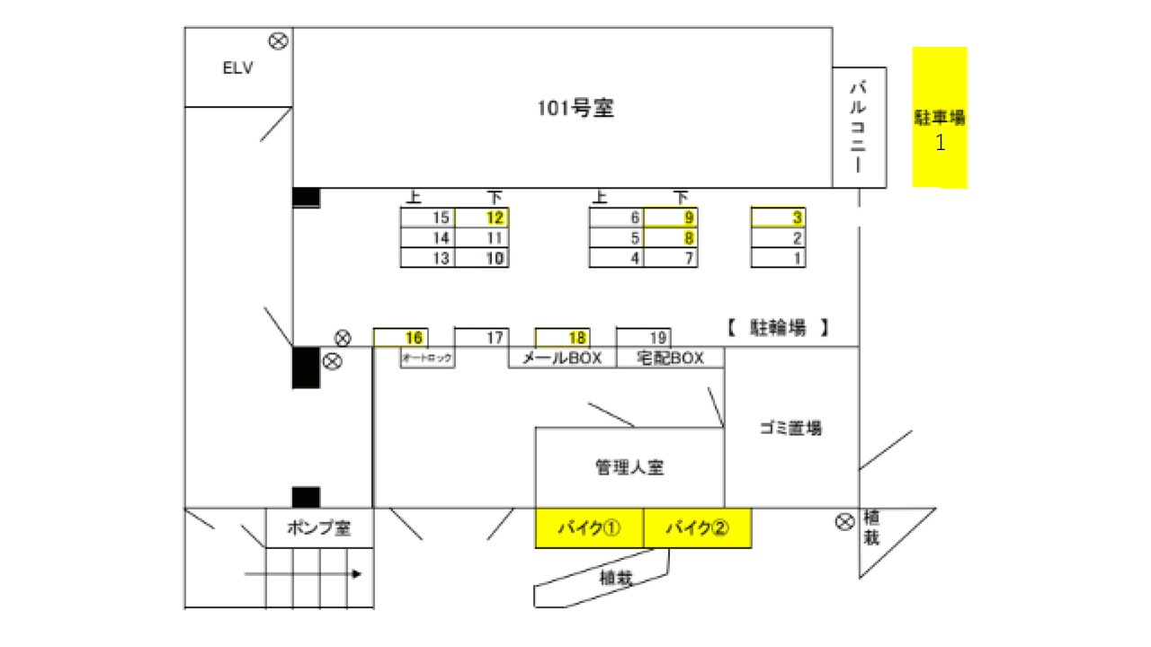 リヴシティ早稲田の駐車配置図