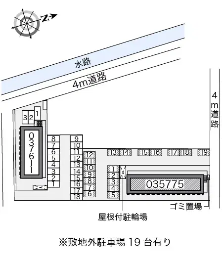 ルーチェⅡ(35775)　敷地外駐車場の駐車配置図