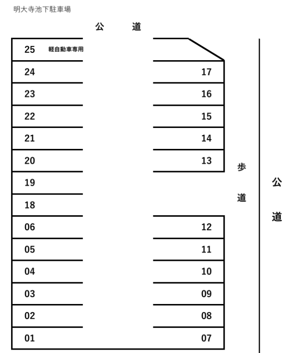 明大寺池下駐車場の駐車配置図