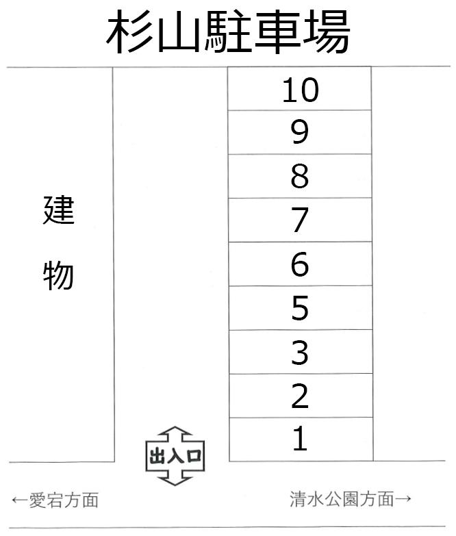 杉山駐車場の駐車配置図