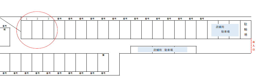 大橋駐車場　Ⅱの駐車配置図