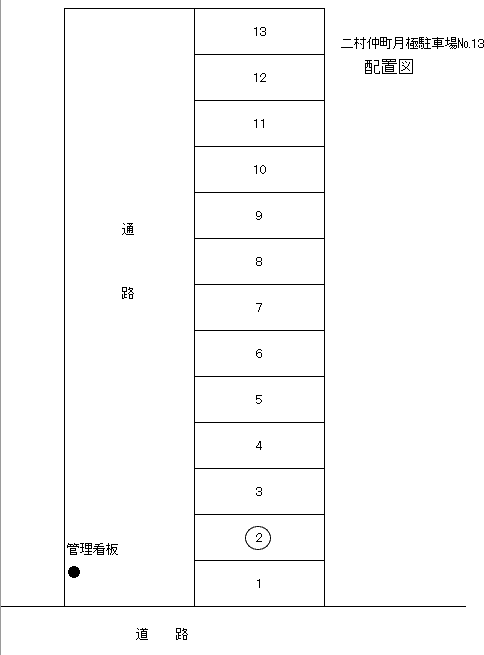 仲町月極駐車場　№１３の駐車配置図