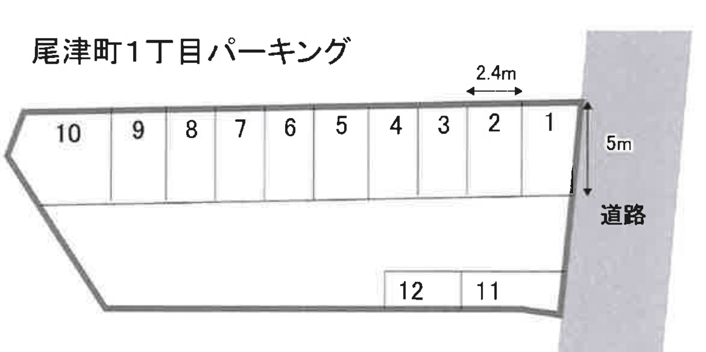尾津町1丁目パーキングの駐車配置図