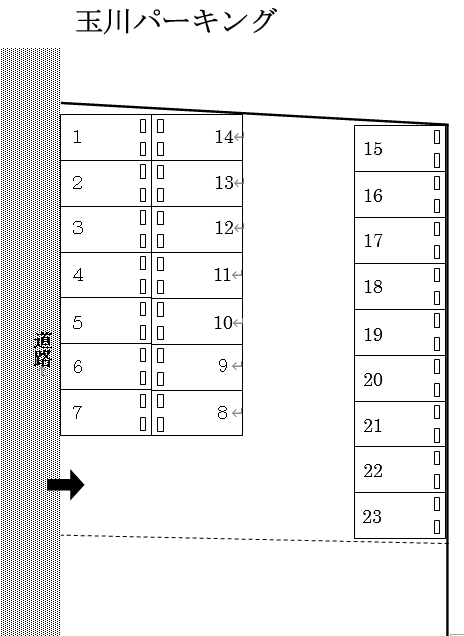 玉川月極駐車場の駐車配置図