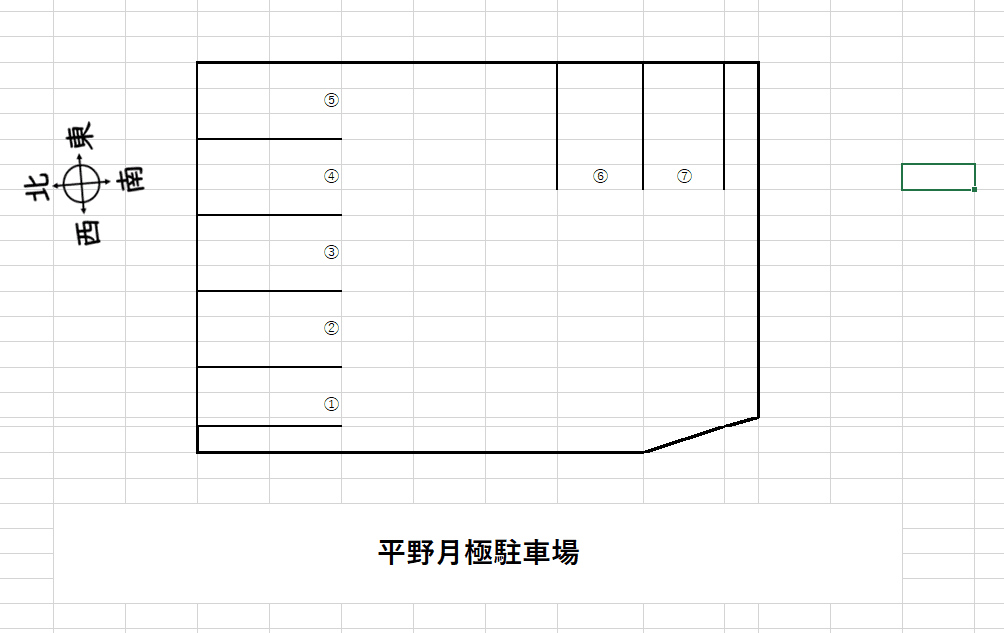 平野月極駐車場の駐車配置図