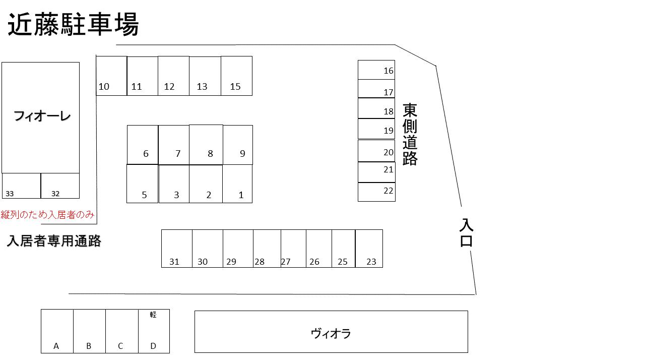 近藤駐車場の駐車配置図
