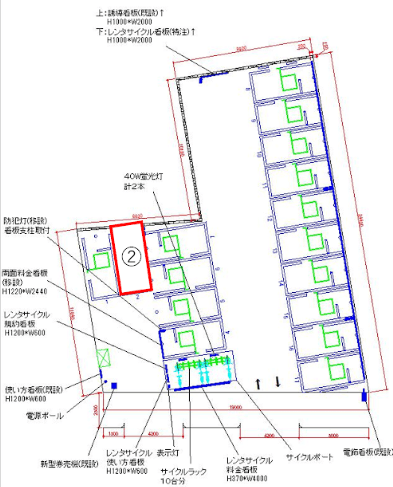 布袋駅前の駐車配置図