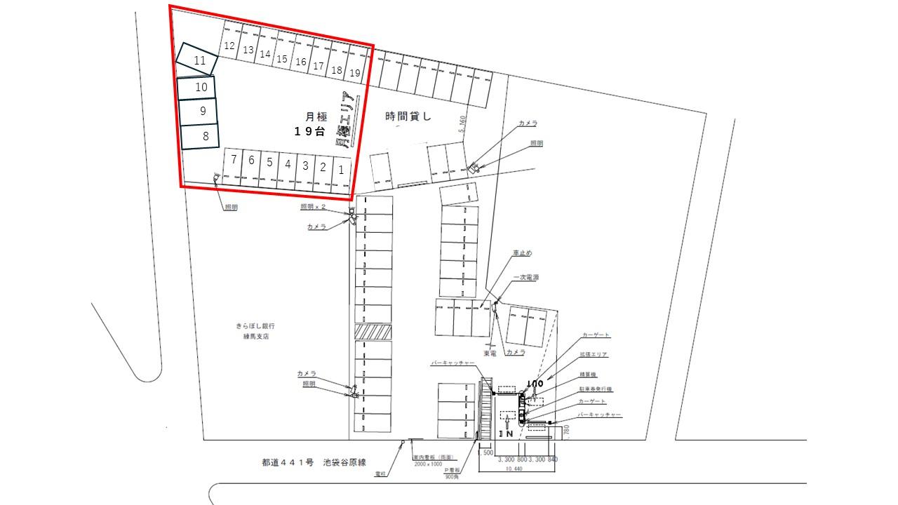 練馬春日町駅前パーキングの駐車配置図