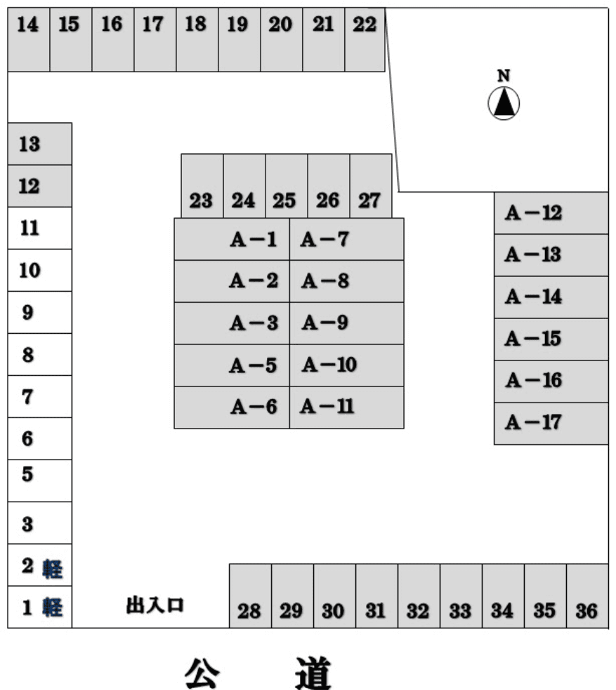 熊木駐車場の駐車配置図