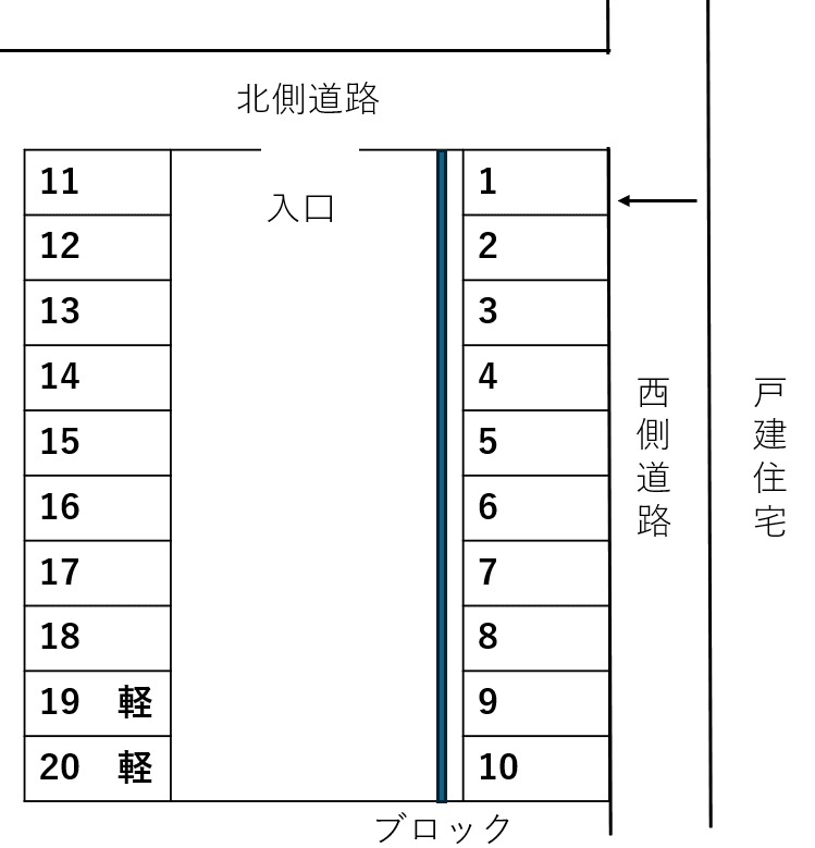園田正勝駐車場の駐車配置図