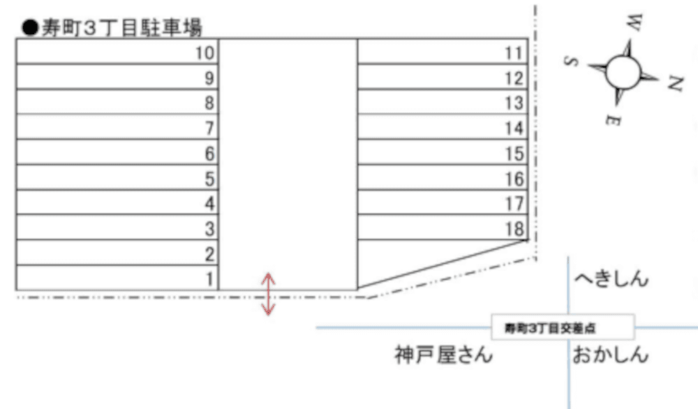 寿町3丁目駐車場の駐車配置図
