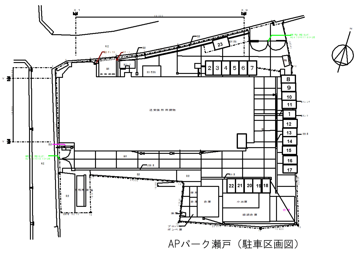 APパーク瀬戸の駐車配置図