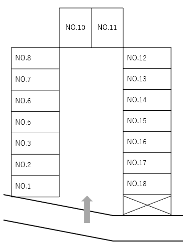 草場駐車場の駐車配置図