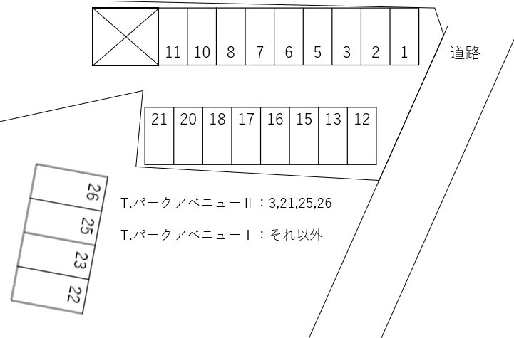 Ｔ．パークアベニューⅠの駐車配置図