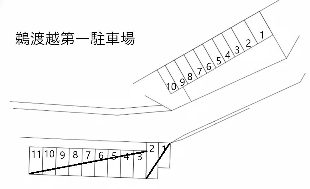 鵜渡越第一駐車場の駐車配置図
