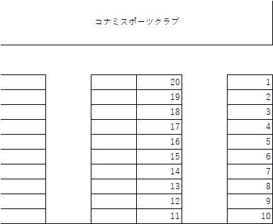 コナミスポーツクラブ　豊田南駐車場の駐車配置図