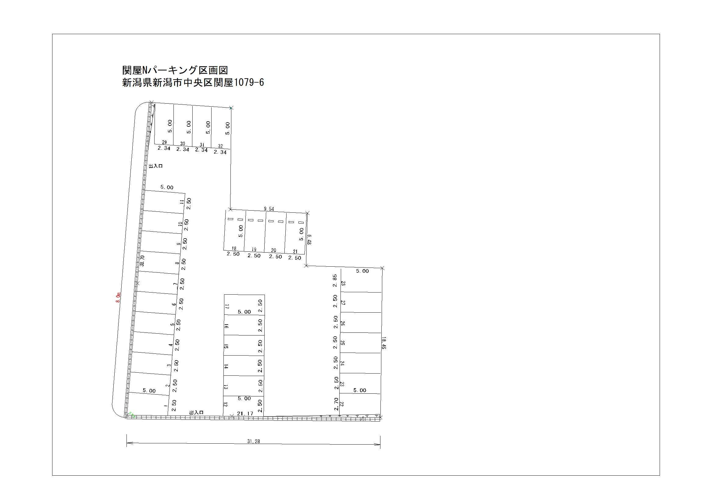 関屋Nパーキングの駐車配置図