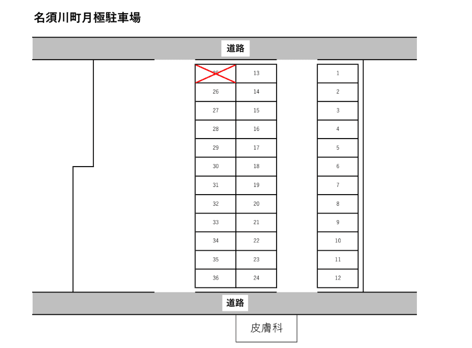 名須川町月極駐車場の駐車配置図