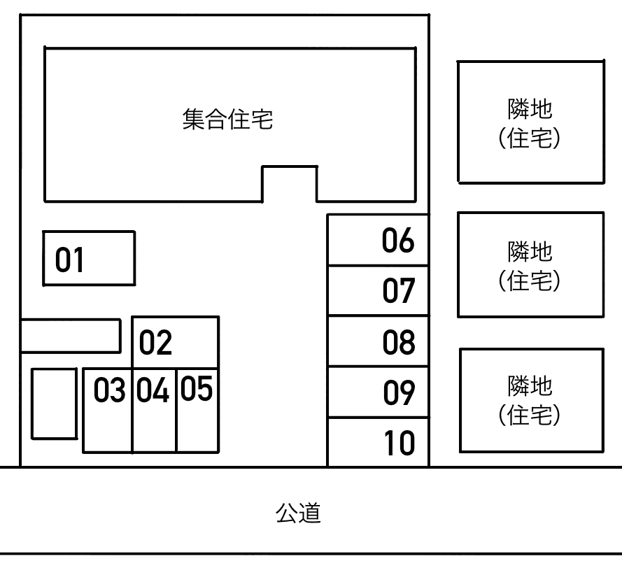 メゾンアスカ駐車場の駐車配置図