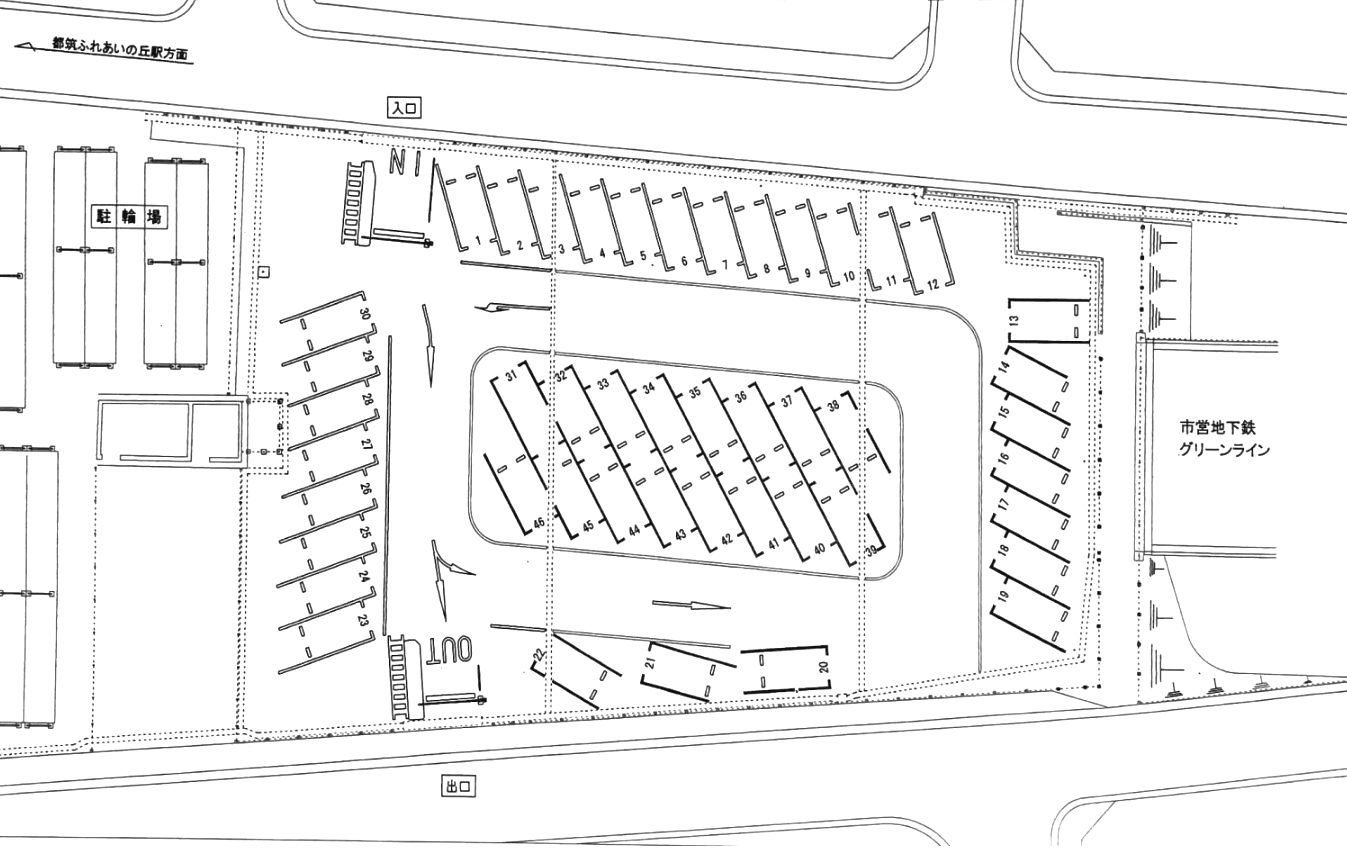 【TD】都筑ふれあいの丘駅駐車場の駐車配置図