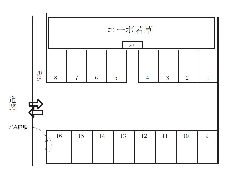 若草駐車場の駐車配置図