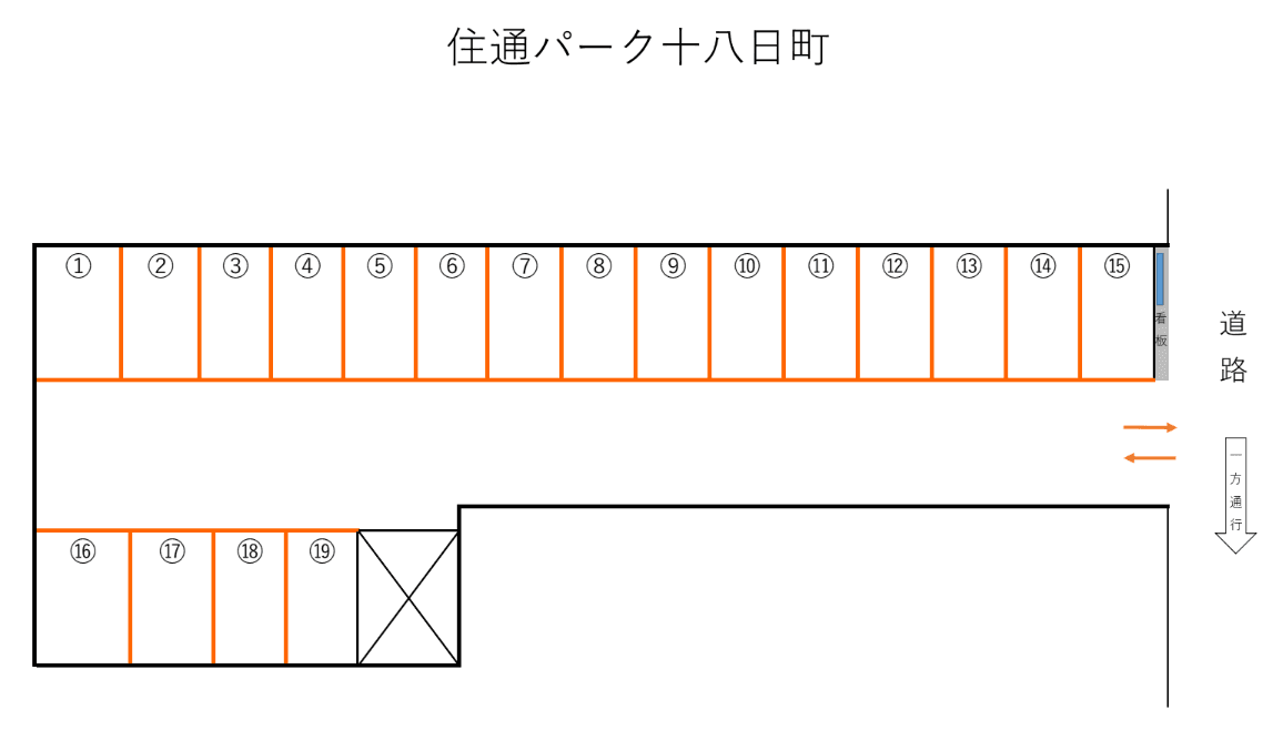 住通パーク十八日町の駐車配置図