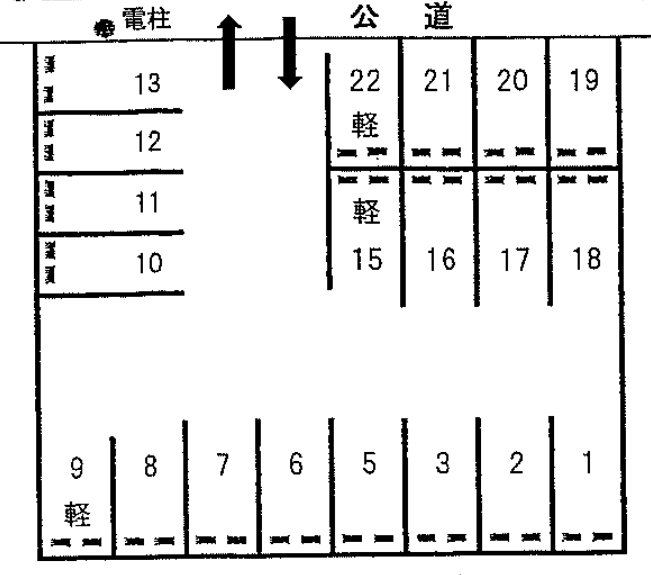 羽根東駐車場の駐車配置図