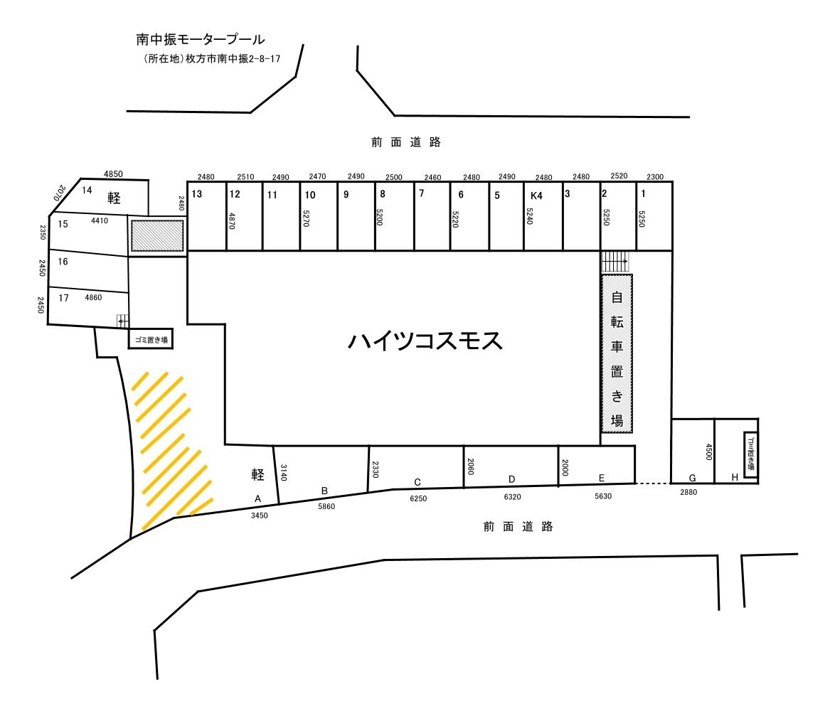 南中振モータープールの駐車配置図