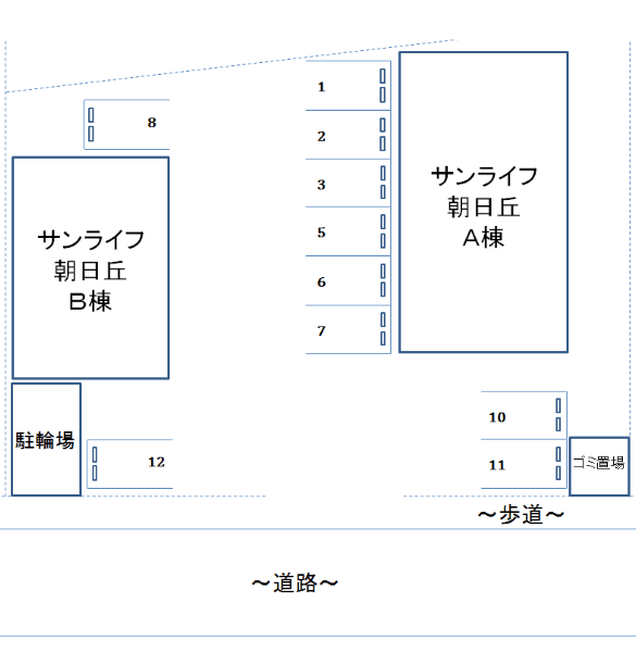 サンライフ朝日丘の駐車配置図