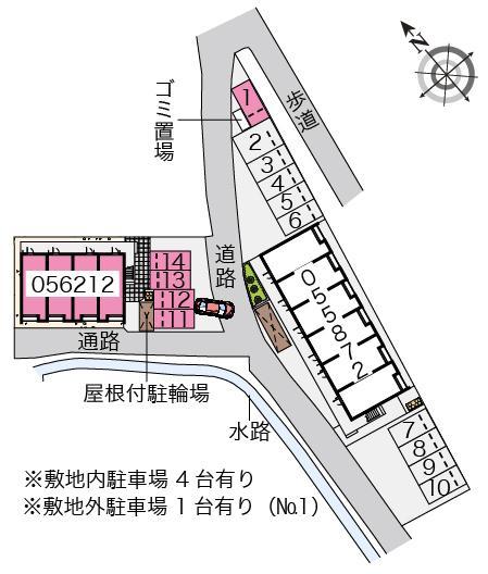 クレイノカサブランカ弐番館(56212)　敷地外駐車場の駐車配置図