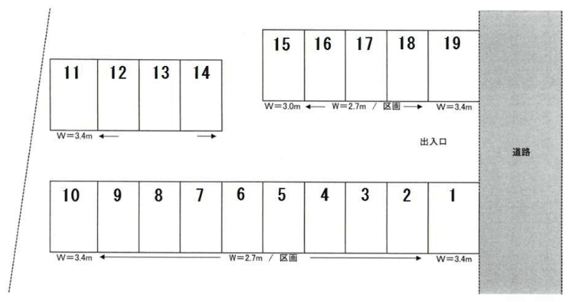 Ｋ’Ｓ(ｹｰｽﾞ)パーキングの駐車配置図