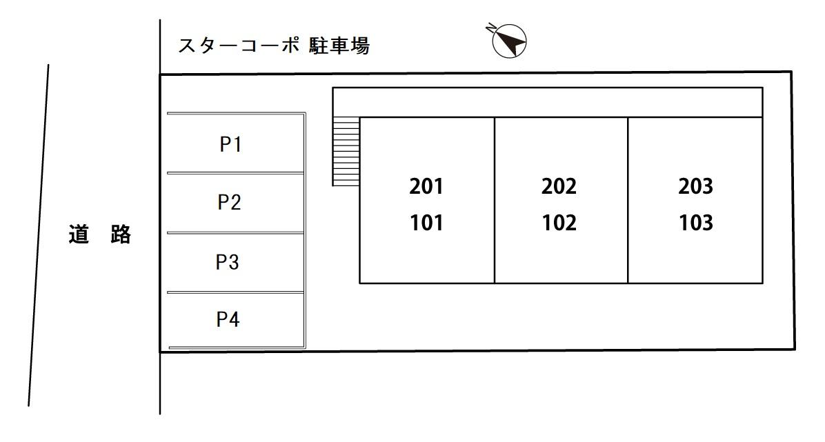 スターコーポ駐車場の駐車配置図