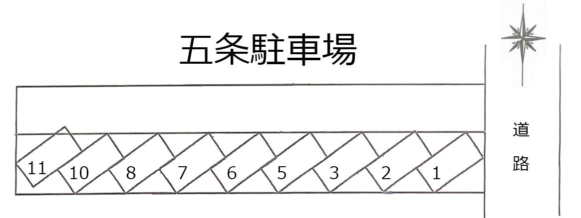 五条駐車場の駐車配置図