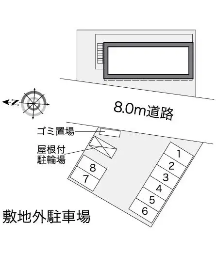 リバーサイド天神Ⅱ(39809)　敷地外駐車場の駐車配置図