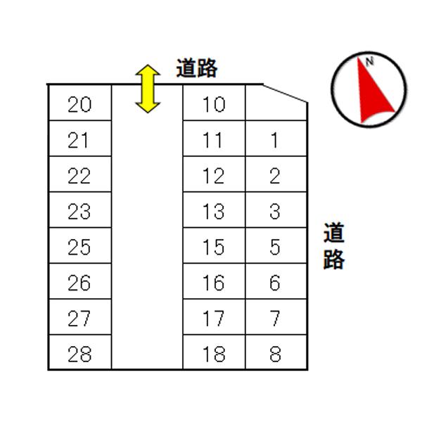 三馬１丁目Ｔパーキングの駐車配置図